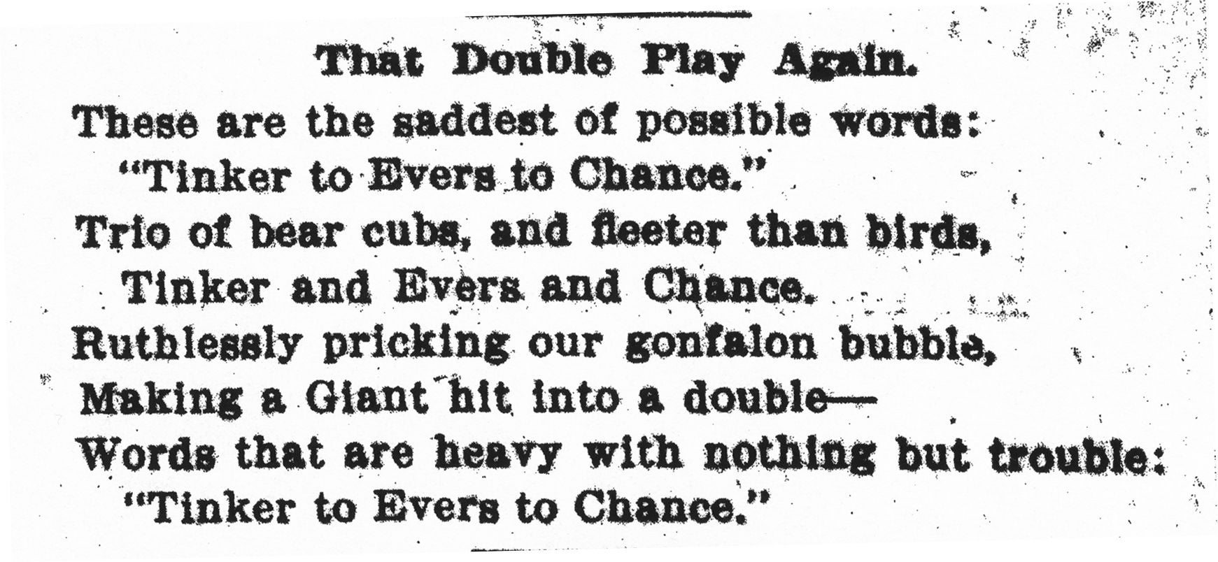 Baseball’s Sad Lexicon immortalized a historic infield Baseball Hall